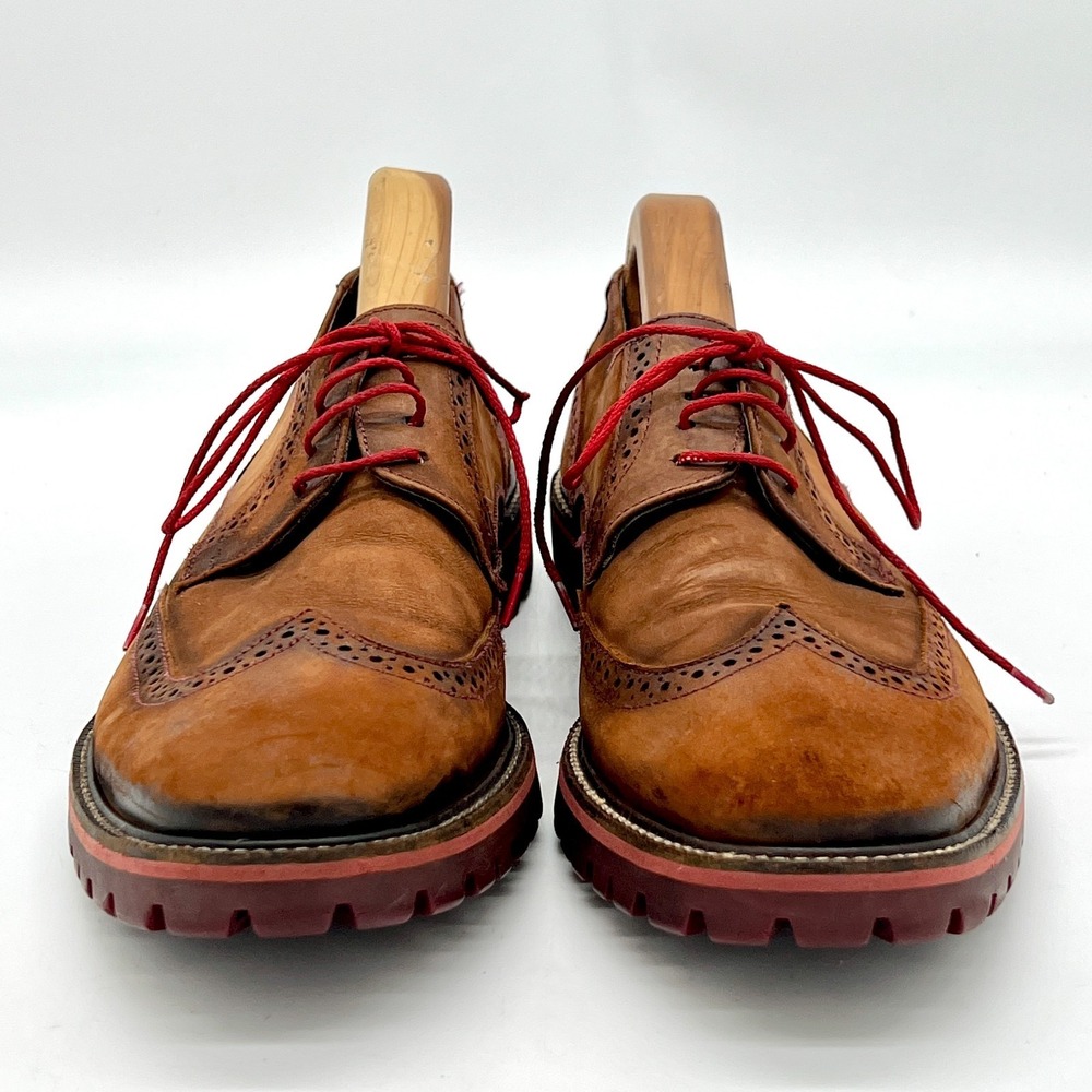 Donald J. Pliner Oxford Men's Sz 10.5 Dress Shoes Brown Washed Suede - Picture 5 of 11